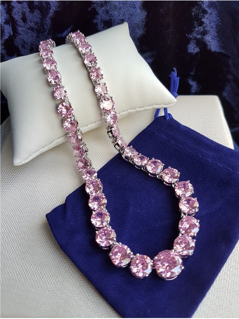 Swarovskis Elements Platinum Plated Round Pink Graduated Drop Earrings NEW - Picture 14 of 14
